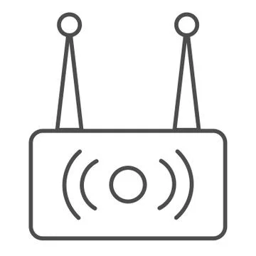 Wireless router thin line icon. Wi fi network vector illustration isolated on Illustrazione stock