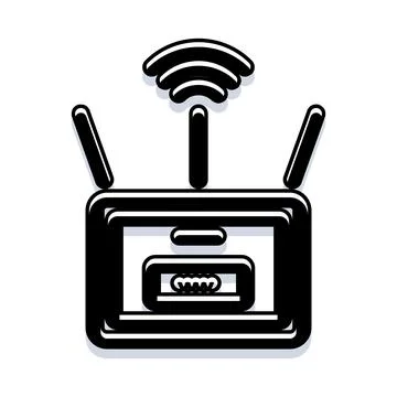 Wireless router transmitting internet network connection icon Stock Illustration