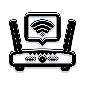 Wireless router transmitting internet network signal Stock Illustration