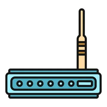 Wireless router transmitting internet signal for network connectivity Stock Illustration