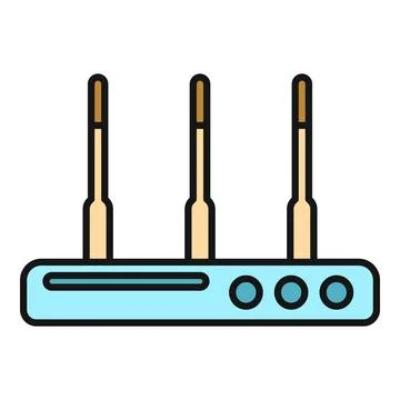 Wireless router transmitting internet signal for home office network Illustrazione stock