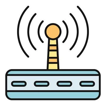 Wireless router transmitting signal icon Stock Illustration