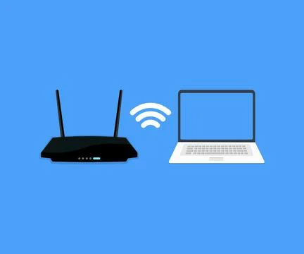 Wireless router using Laptop logo design. Stock Illustration