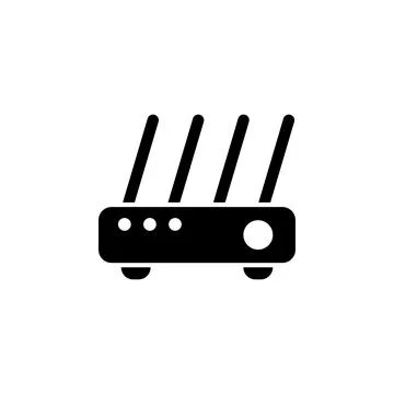 Wireless Router, Wifi Modem Solid Flat Vector Icon Isolated on White Backgrou Illustrazione stock