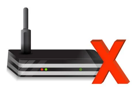 Wireless router x mark illustration design over a white background Stock Illustration
