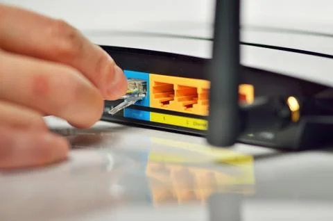 Wireless Routers and Networking Cable Stock Photos