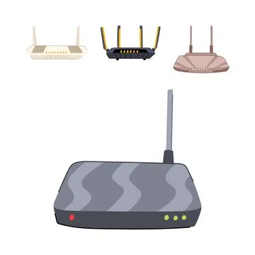 Wireless routers networking connecting internet devices Stock Illustration