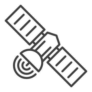 Wireless Satellite vector concept minimal outline icon or symbol Stock Illustration