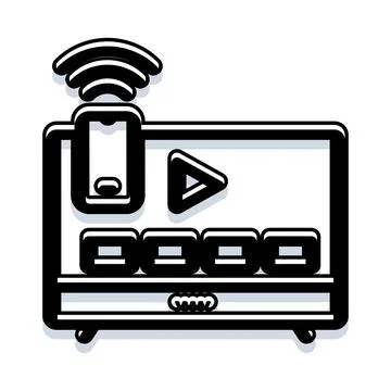 Wireless screen casting using smart device to television Stock Illustration