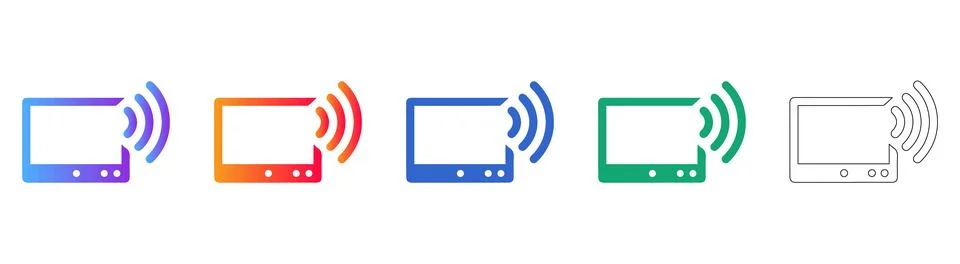 Wireless Screen Display Icons Set Stock Illustration