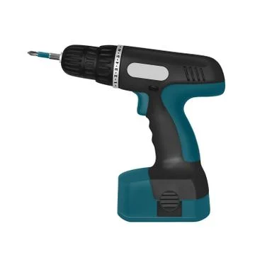 Wireless screwdriver in vector on white background.Screwdriver in the vector. Stock Illustration