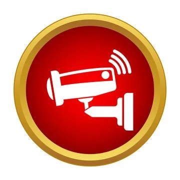 Wireless security camera icon in red circle Stock Illustration