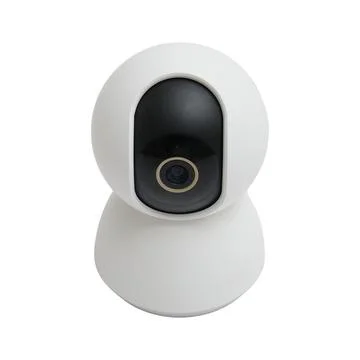 Wireless security camera on white background. Indoor smart home surveillanc.. Stock Photos