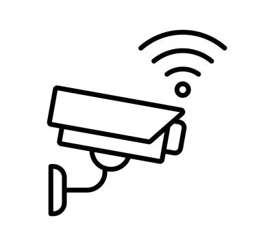 Wireless Security Camera with WiFi Signal for Surveillance Systems Stock Illustration