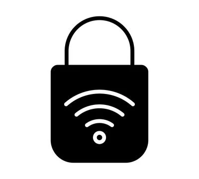 Wireless Security Lock Icon with Signal Waves for Digital Protection Concepts 스톡 일러스트