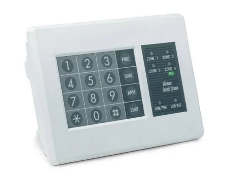 Wireless security system Wireless security system control pad isolated on ... Foto stock