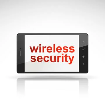 Wireless security words on mobile phone Stock Illustration