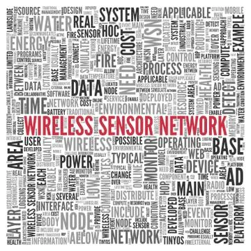 Wireless sensor network in word tag cloud design Stock Illustration