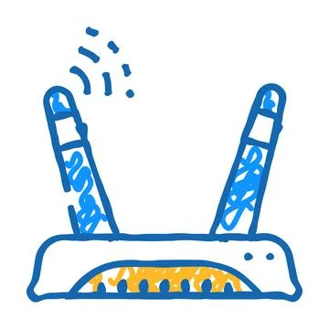 Wireless setup repair computer icon doodle illustration Stock Illustration