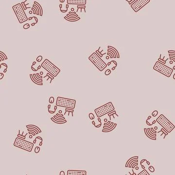 Wireless setup repair computer line seamless pattern Stock Illustration