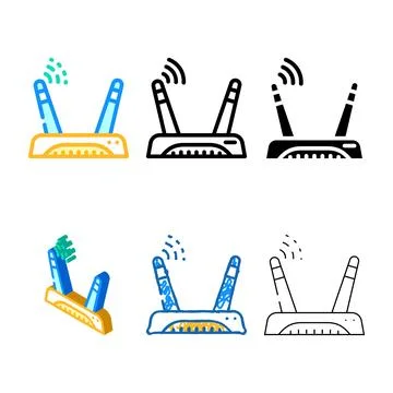 Wireless setup repair computer multistyle color icon vector イラスト素材