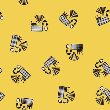 Wireless setup repair computer vector seamless pattern Stock Illustration