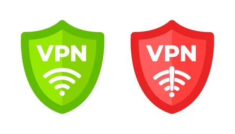 Wireless shield with text VPN and no VPN wifi icon sign flat design vector Illustrazione stock