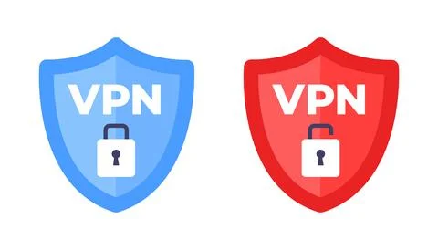 Wireless shield with text VPN and no VPN wifi icon sign flat design vector 库存插图