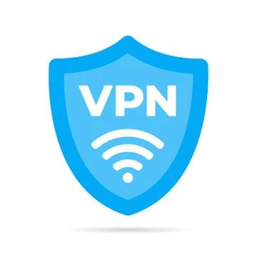 Wireless shield VPN wifi icon sign flat design vector illustration. 库存插图