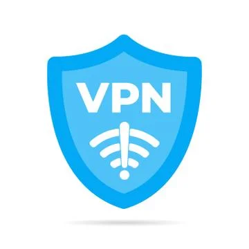 Wireless shield VPN wifi icon sign flat design vector illustration. Illustrazione stock