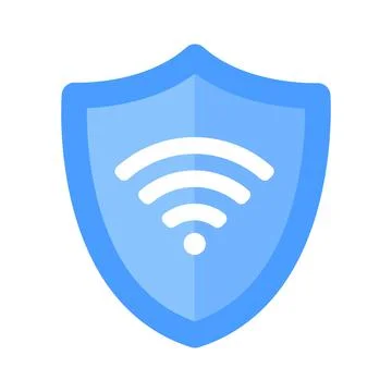Wireless shield VPN wifi icon sign flat design vector illustration. Ilustración de archivo
