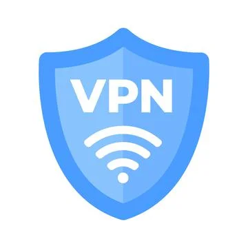 Wireless shield VPN wifi icon sign flat design vector illustration. 库存插图