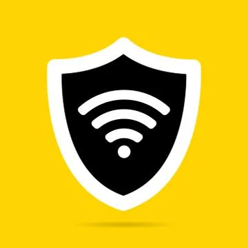 Wireless shield wifi icon sign flat design vector illustration. Stock Illustration