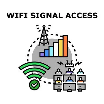 Wireless signal access for connected network users 스톡 일러스트