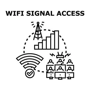 Wireless signal access for connected network users Stock Illustration