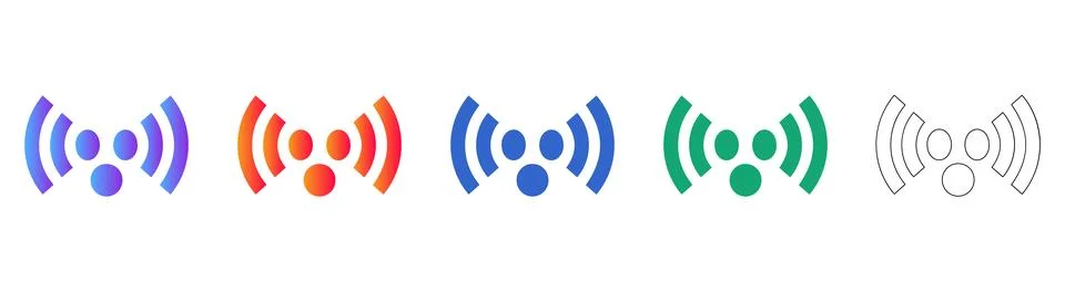 Wireless Signal Connection Icons for Communication Technology Stock Illustration