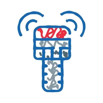 Wireless signal device transmitting network communication doodle Stock Illustration