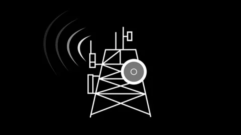Wireless Signal Emission from Communication Tower Animation, Minimalist Com.. Video stock 310567347