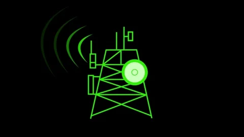 Wireless Signal Emission from Communication Tower Animation, Minimalist Com.. Stock Footage 310567374