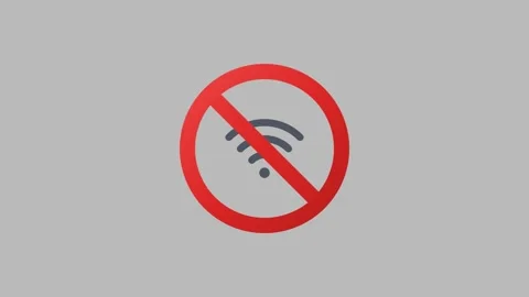 Wireless signal icon switching to a red no internet connection sign. 4K Stock Footage 345495568