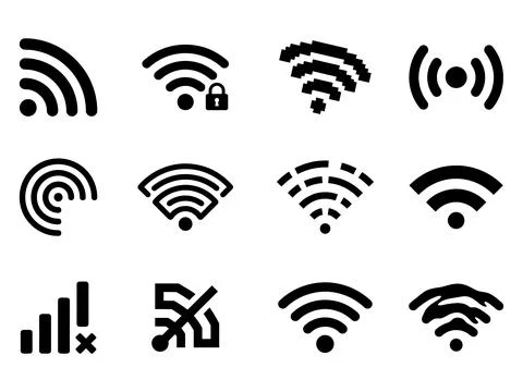 Wireless signal silhouette set bundle, wifi connection vector illustration 스톡 일러스트