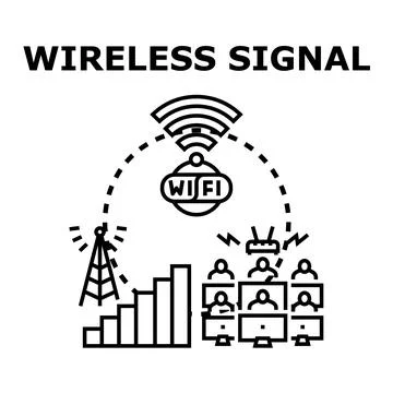 Wireless signal technology providing global internet connectivity Stock Illustration