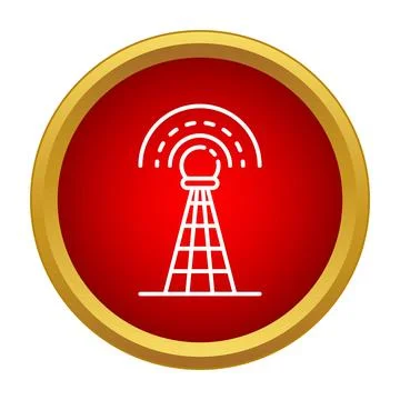 Wireless signal tower transmitting network communication waves Stock Illustration