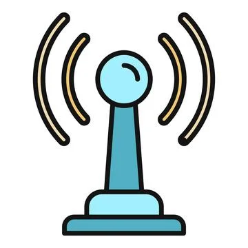 Wireless signal tower transmitting network connection waves Stock Illustration