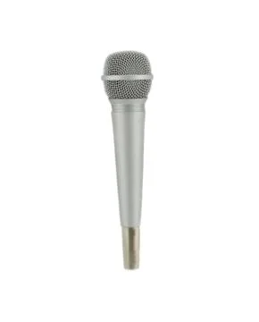Wireless silver microphone isolated over white background Stock Photos