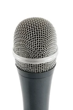 Wireless silver microphone isolated over white background Stock Photos