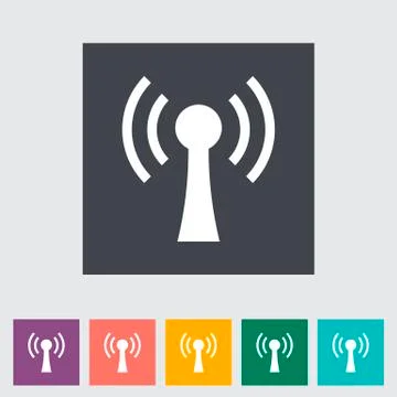Wireless single flat icon Stock Illustration