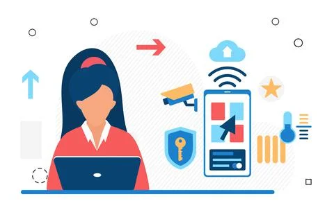Wireless smart home phone application control system Stock Illustration
