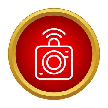 Wireless smart home security camera system icon Stock Illustration