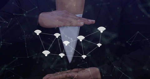 Wireless smart sensor icon on Smart city, connecting WIFI icon Video stock 169373595